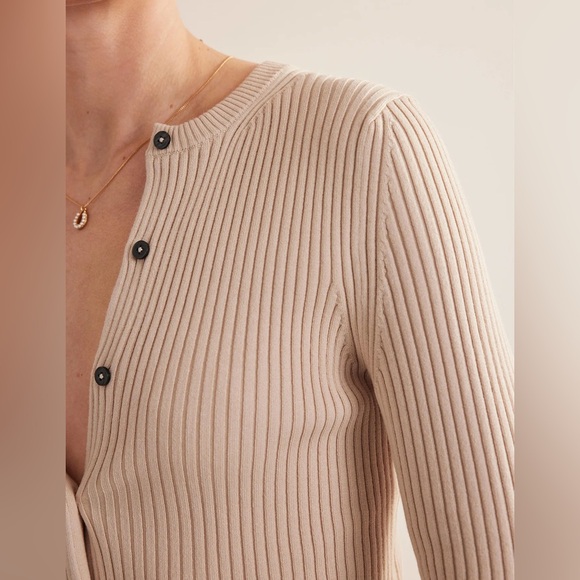 Boden Ribbed Detail Cardigan, Rope XL - Picture 4 of 14